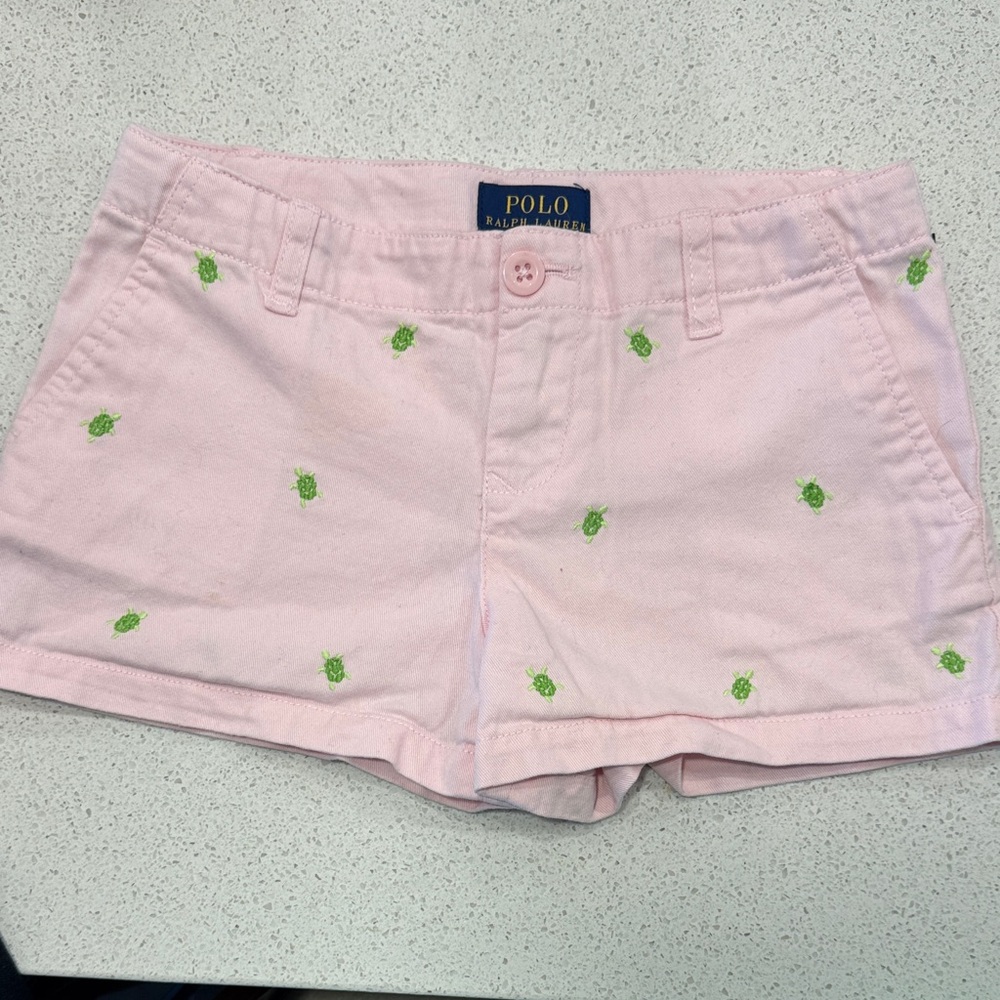Polo by Ralph Lauren Pink Shorts with Green Embroidered Beetles